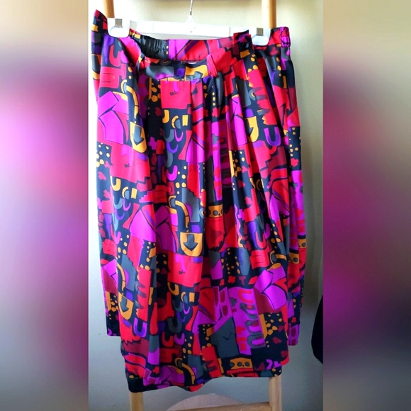 VINTAGE PLEATED MIDI SKIRT SZ 18 - Picture 2 of 5